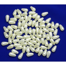Cultured Pearls, Imitation Pearl, Wax Beads, Pack of 200, 10 x 6 mm Krem Drops, Artificial Pearls, for Wedding Party Decoration, Jewellery, Crafts