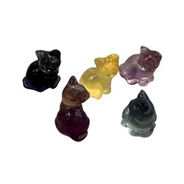 VIE Rainbow Fluorite Mini Cat, 1.5x1cm