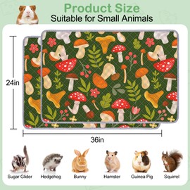 2 Pack Guinea Pig Bedding, Washable Guinea Pig Cage Liner Reusable Guinea Pig Mat Waterproof Guinea Pig Bedding for Cage, Super Absorbant Guinea Pig Pee Pads for Small Animals Hamster Rabbit Squirrel