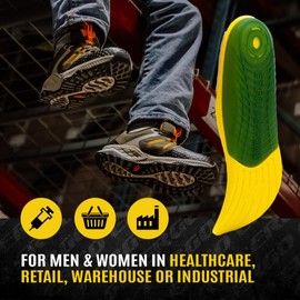 MEGAComfort Arch Support Firm Insoles for Women and Men - Anti-Fatigue Memory Foam for Work Shoes, Boots and Steel Toe