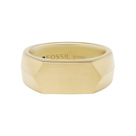 Fossil Men's Ring, All Stacked Up Gold-Tone Stainless Steel Signet Ring