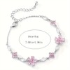 1pc Popular And Elegant Glass Sakura Color Flower Bracelet, Perfect