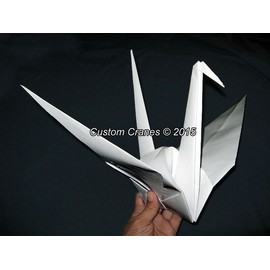 Handmade Giant Origami White Paper Crane Approximate 20" Wingspan