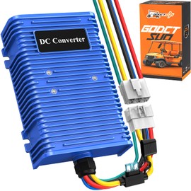 GODCTSUP 360W Universal Golf Cart DC Converter, 48V 36V to 12V Voltage Reducer Regulator DC Converter(Power-off Design) for Club Car, EZGO, YAMAHA, Golf Cart Step Down Transformer with Fuse(30A, 360W)