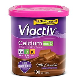 VIACTIV Calcium Plus D, Soft Chews, Milk Chocolate 100 ea (Pack of 2)