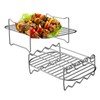 Pure Vie Airfryer Accessories, 2 Hot Air Fryer Accessories, Airfryer Rack and Steaming Rack, Double Layer, Multi-Purpose Air Fryer Accessories with 4 Grill Skewers, Stainless Steel, Stainless Steel
