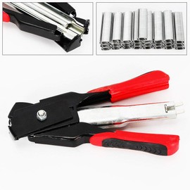 Hog Ring Pliers Kit Clip Fastening Clamp Installation Tool Stapler w/C Clips for Animal Wire Fence Mesh Cage
