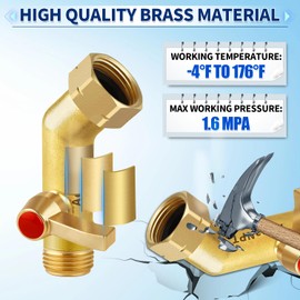 AquaNPT Outdoor Garden Hose Shut Off Valve, 3/4GHT Brass Outside Faucet Extender for Outdoor Faucet, Spigot Extenders, 135 Degree Hose Elbow Connector, 360 Degree Swivel Inlet
