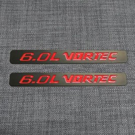 2Pcs 6.0L Vortec Emblems 3D Engine Badge Compatible with 1500 2500Hd 3500Hd Silverado Sierra Truck (Red)