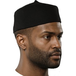 Dupsie's Black Wool Fez Hat for Men – Soft Felt Igbo Cap | Traditional African Hat for Cultural, Religious & Fashion Wear