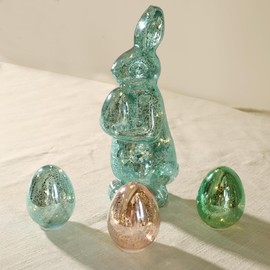 MIYA LIFE Easter Bunny Lights (Set of Rabbit & Eggs) - Handcrafted Glass Bunny and Eggs Ideal Easter Lights Battery Operated for Easter Decorations