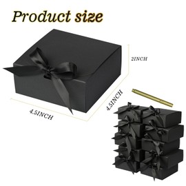 WLUSEAXI 10 Pack Small Gift Boxes,Black Square Gift Box with Metal Pen for Wedding,Birthday, Baby Shower, Candy, Cookies, 4.5X4.5X2 Inch