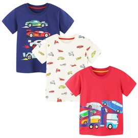 Kids Little Toddler Boys Tee Shirts Easter Summer Clothes 3-Pack Short Sleeve Crewneck T-Shirts Top Tshirts Cars Size 6