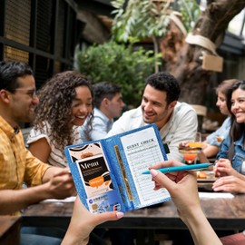 ACdream Server Books for Waitress, Guest Book Note Pad, Cute Pocket Leather Money Organizer Wallet, Cash Check Bill Receipt Holder Presenter, Waiter Accessories, Glitter Royal Blue