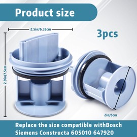 Pack of 3 Washing Machine Accessories, Filter for Washing Machine, Compatible with Several Models of Washing Machines, Durable and Robust, Easy Installation, Bosch, Siemens, Constructa, Neff, Balay