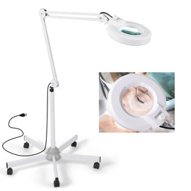 10X Magnifying Floor Lamp with 5 Wheels Rolling Base for Estheticians - 2,200 Lumens LED Dimmable Light with Magnifying Glass, Lighted Magnifier for Reading, Crafts, Sewing, Close Work, Estheticians