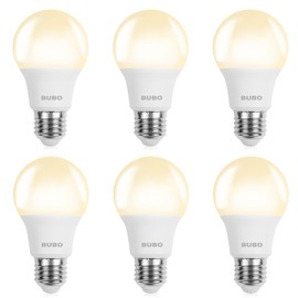 BUBO A19 LED Light Bulbs, 60 Watt Equivalent LED Bulbs, Warm White 3000K, 800 Lumens, E26 Standard Base, Non-Dimmable, 8W Warm White LED Bulbs for Bedroom Living Room Home Office, 6 Pack
