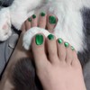 24Pcs Short Square Press on Toenails Green Glossy Acrylic Fake