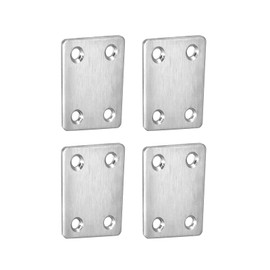 DTGN 47x38x2mm(LxWxT) Flat Straight Brace Plate -4Pack- Good for Furniture Repairing - Stainless Steel Brace Plate - Silver Tone