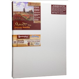 MASTERPIECE Z1MM-1724 Monet Pro 1.5" Deep Monterey 10.5 oz Cotton Medium Texture Stretched Canvas 17" x 24" White