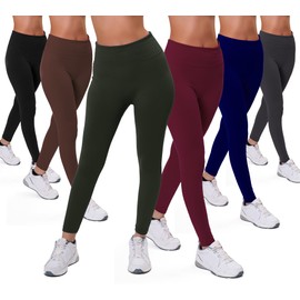 Active Club 6-Pack Fleece Lined Leggings for Women, High-Waisted Womens Leggings with Tummy-Control Wide Waistband and Soft Brushed Fleece Lining, Updated 2024 Legging Design (Dark 2X/3X)