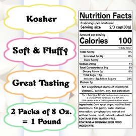 Mini Marshmallows - Colored Marshmallow & Flavored, 1 lb,Nut-Free, Gluten-Free, Kosher Marshmallows - 2 Bags for Baking, Snacks, S'mores"
