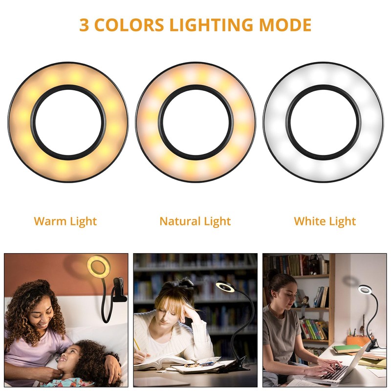 Desk Clip on Lamp for Reading Home Office, 10 Dimmable