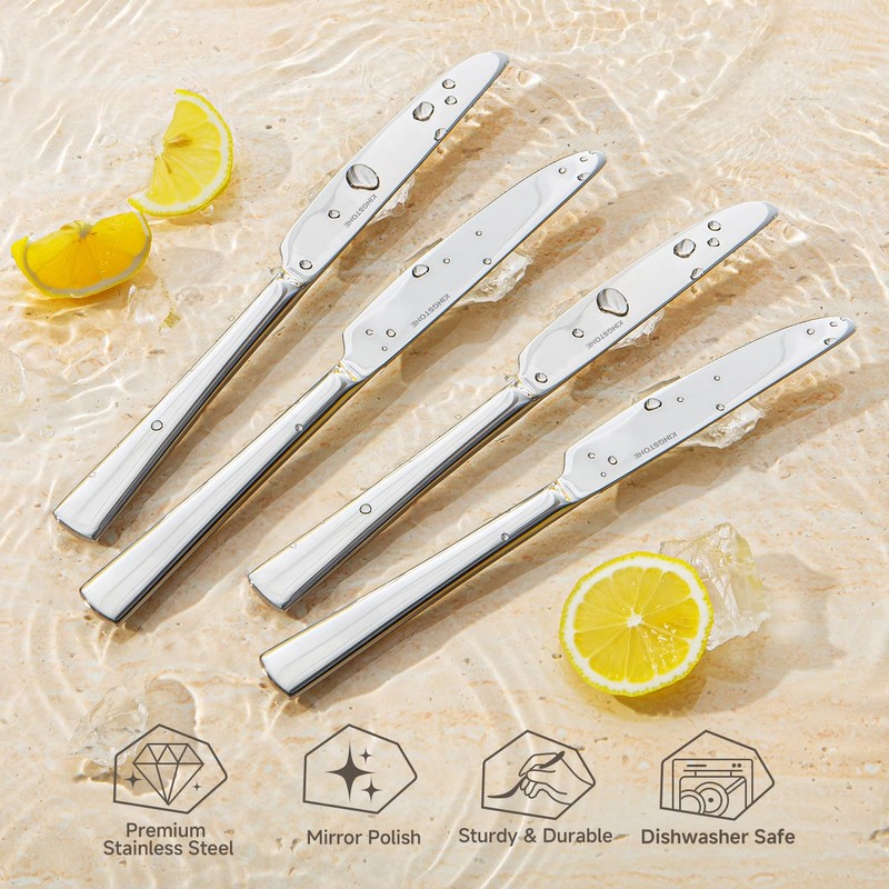 KINGSTONE 4 Piece Dinner Knives Set, Stainless Steel Knives
