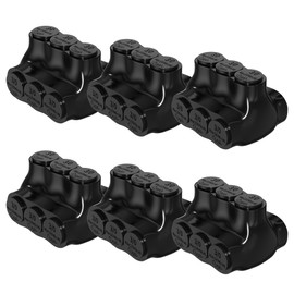 RVBOATPAT 3 Port Dual Entry Insulated Connector 3/0-6 AWG Black Electrical Cable Insulated Multi Tap Connector 7/32" Allen Hex Aluminum Wire Connectors - 6 Pack