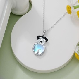 DOLPHERS 925 Sterling Silver Dog Necklace for Women Moonstone Dog Pendant Jewelry Memorial Gifts for Dog Lovers, Sterling Silver