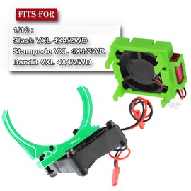 hopsupRC Upgrades for 1/10 Slash/Stampede/Bandit 2WD 4WD,Aluminum 3660 540 550 Motor Cooling Fan with 36-38mm Adjustable Mount&VXL-3s ESC Cooling Fan High Velocity Fan Heatsink Set,Green