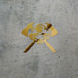 Decal Stickers of Firefighter Skull Axes Crossed (Metallic Gold) (Set of 2) Luxury Weatherproof Vinyl Decal Stickers for Laptop Desktop Smartphone Car Dirt Bike Wall Room Mason ANDstic529314GO040522