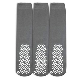 Personal Touch Top of the Line Hospital Non Skid Slipper Socks, Ladies or Men's Colors, 3 Pairs, Gray, X-Large