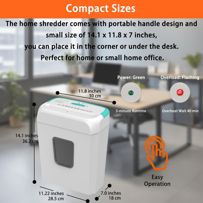 Bonsaii High Security Shredding Paper Shredder, 6-Sheet Cross-Cut, Credit Card