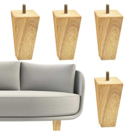 Chris.W Pack of 4 Wood Furniture Legs, Solid Ash Wood Sofa Legs, Square Couch Legs, Cabinet Legs, Dresser Legs, Recliner Legs, Armchair Legs, Mid Century Chair Feet, Sofa Replacement Parts (4 Inch)