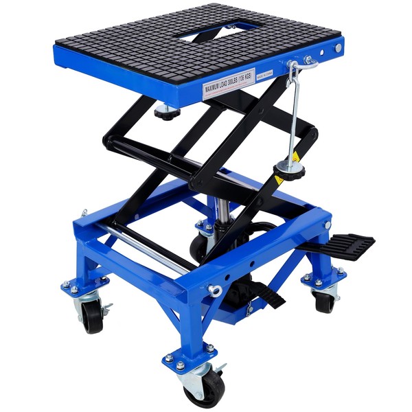 CuisinSmart Motorcycle Lift Table Dirt Bike Stand for Maintenance Dirt Bike Stand 300 lbs Heavy Duty Lift Table for Air Conditioner Electric Motors Home Garage Heavy Things,Stability,(Blue)