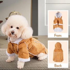 Luxury Suede Fur Dog Winter Hoodie, British Style Suede Fur Hoodie for Small to Large Breeds Dog (Yellow, Small)