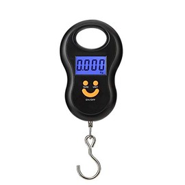 Mengshen Steelyard Portable Luggage Scales / Hanging Suitcase Scales 110 lb / 50 kg Luggage Scales Illuminated LCD Display with Hanging Hook for Fishing on the Go Outdoors Black