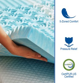 SINWEEK 4 Inch Mattress Topper 5-Zone Memory Foam Mattress Topper Pressure Relieve Soft Mattress Pad, CertiPUR-US Certified, King Size, 78" x 80"