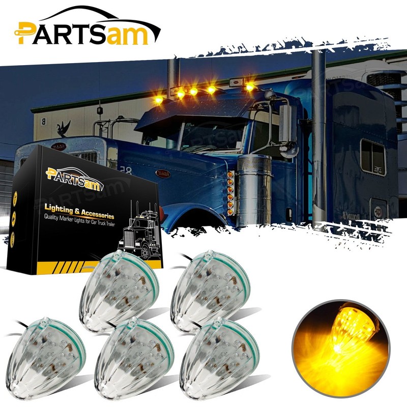 Partsam 5X Roof Running Top Marker Light Clear Amber 17