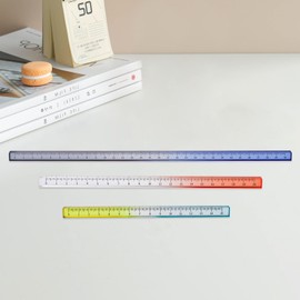 Honagu 3 Pack Acrylic Clear Rulers, Color Transparent Plastic Ruler, Measuring Tools for Student School Home Office, Three-Dimensional Ruler, Metric Units（Royal Blue-Grey Orange Sky Blue-Yellow）