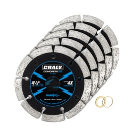 CRALY 4-1/2 Inch Super Thin Segmented Diamond Blade, 7/8 in Arbor, 4.5'' Diamond Stone Blade for Angle Grinder & Masonry Saw, Diamond Cutting Wheel for Cutting Concrete, Brick, Granite, Block, 5PC