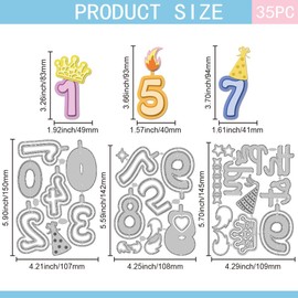 GLOBLELAND Cutting Dies with Birthday Numbers for DIY Scrapbooking Metal Flames Cylinder Hat Cutting Dies with Crown and Star Punches for Card Making Embossing Photo Album Craft Decor
