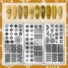 PH PandaHall 3pcs Bohemian Nail Stamping Plates Flower Nails Art