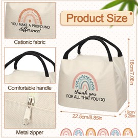 SilTriangle 12 Pcs Boho Teacher Appreciation Gifts Bulk Back to School Thank You Insulated Lunch Bags Rainbow Teacher Reusable Lunch Bags Leakproof Totes End of Year Appreciation Gift for Men Women