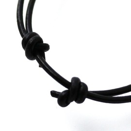 LynnAround Sturdy Beach Choker Surf Necklace Adjustable Genuine 2mm, 3mm Round Brown/Black Leather Cord (Black2mm(14"-28"))