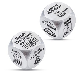 2 PCS Date Night Dice Christmas Stocking Stuffer White Elephant Santa Swap Gift Exchange Dice Exchange Dices Valentines Gifts for Boyfriend Girlfriend Anniversary Steel Gifts for Couple