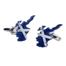 Scotland Map Outline with Scottish Flag Design Cufflinks, Presented in a Box