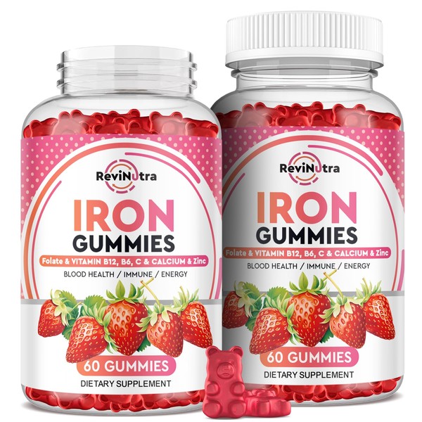 Iron Gummies - with Calcium, Zinc, Folate & Vitamin B12,
