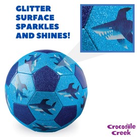 Crocodile Creek - Shark City Glitter Soccer Ball - Kids Size 3, 7" Diameter